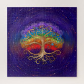 Puzzle Tree of life Golden Swirl and Rainbow (Vertical)