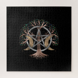 Puzzle Tree of Life Pentagram Moon Ornament