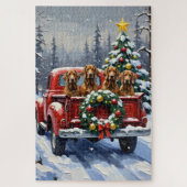 Puzzle Treeing Walker Coonhound Christmas Red Truck (Vertical)
