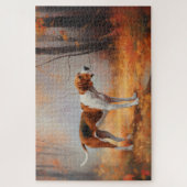 Puzzle Treeing Walker Coonhound dans les feuilles d'autom (Vertical)