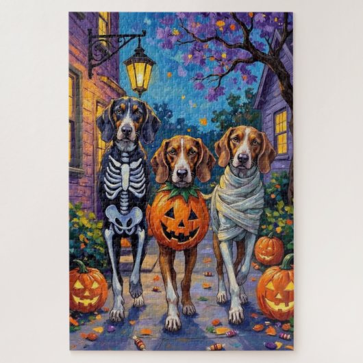 Puzzle Treeing Walker Coonhound en costumes d'Halloween (Vertical)