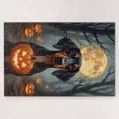 Puzzle Treeing Walker Coonhound Halloween ensorcelé (Horizontal)