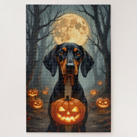 Puzzle Treeing Walker Coonhound Halloween ensorcelé (Vertical)