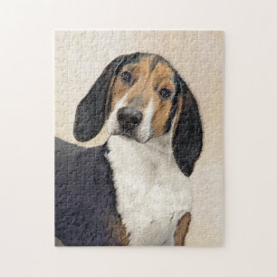 Puzzle Treeing Walker Coonhound Painting - Original Art