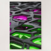 Puzzle Treillis Abstrait Néon Rose Vert Sci-Fi (Vertical)