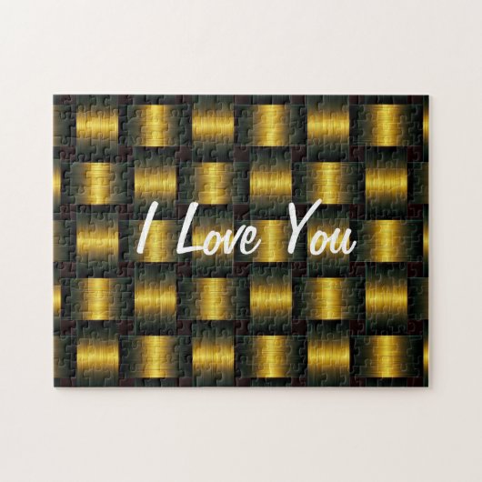Puzzle Treillis D'Or - Je Vous Aime - Ajouter Votre Texte (Horizontal)