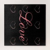 Puzzle Trendy Heart Gris Calligraphie Mariage Amour (Horizontal)