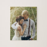 Puzzle Trendy Monogram Wedding Photo<br><div class="desc">Simple and chic monogram design. Need a custom color? Send us a message to heartlockedstudio@gmail.com and we'll be happy to help you out!</div>
