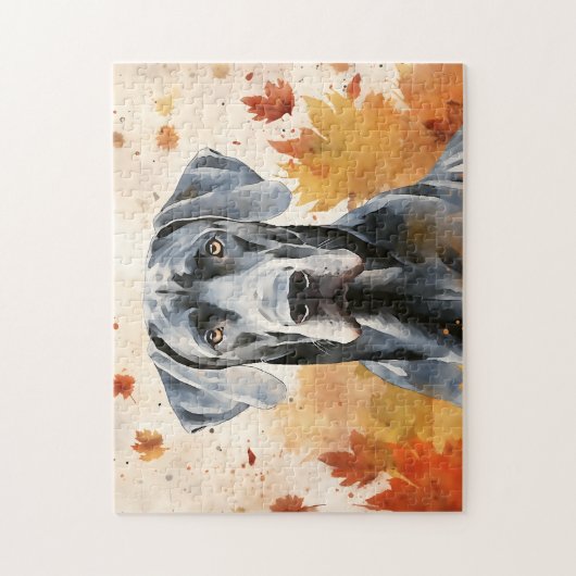 Puzzle Très Beau Chien Danois/Automne/Automne/Automne (Vertical)