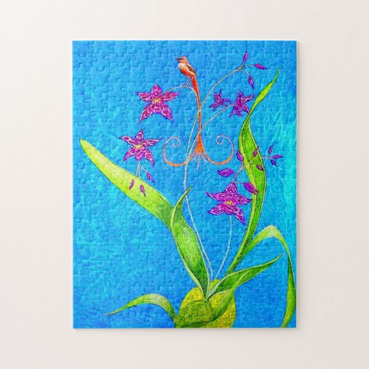 Puzzle Très joli oiseau orchidée (Vertical)
