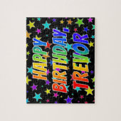 Puzzle "TREVOR" Prénom, Amusant "HEUREUX ANNIVERSAIRE" (Vertical)