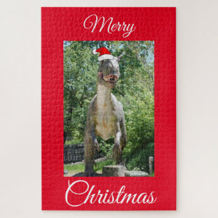 Puzzle TREX Dinosaur portant un Casquette du Père Noël