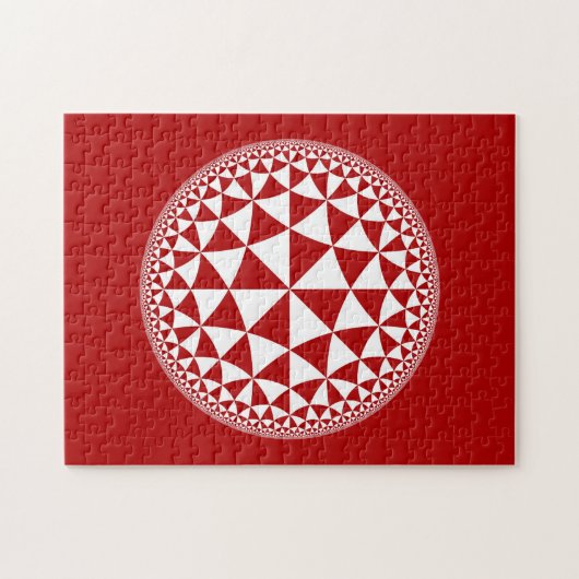 Puzzle Triangle rouge et blanc Rempli Mandala (Horizontal)