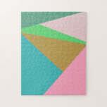 Puzzle Triangles de blocs de couleurs de géométrie Abstra<br><div class="desc">Ce design graphique moderne et coloré présente des triangles géométriques abstraits et amusants dans une palette de couleurs printanières et estivales vives,  rose,  vert et bleu.</div>