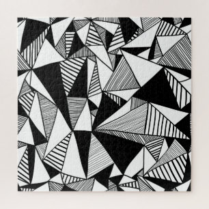Puzzle Triangles De Mosaïque, Texture Blanc Noir.