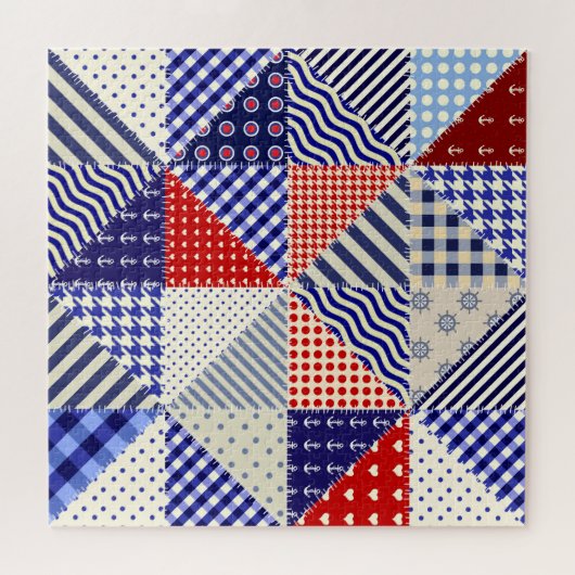 Puzzle Triangles De Patchwork Rétro Style Nautique (Horizontal)