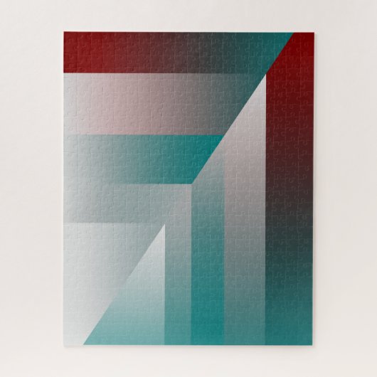 Puzzle triangles gris bordeaux turquoise (Vertical)