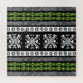 Puzzle Tribal Navajo, motif noir blanc vert. (Vertical)