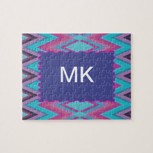 Puzzle Tribal pourpre et Aqua (Horizontal)