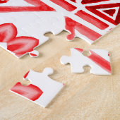 Puzzle Tribus rouge, motif ethnique aquarelle. (Côté)