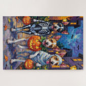 Puzzle Trick-or-treating de Wire Fox Terrier Halloween  (Horizontal)
