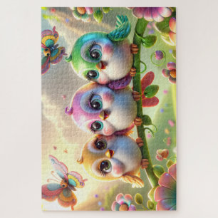 Puzzle Trio Fantaisiste d'Oiseaux Chantants Printaniers