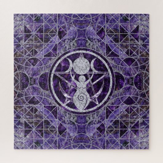 Puzzle Triple Lune - Déesse -Améthyste et Argent (Vertical)