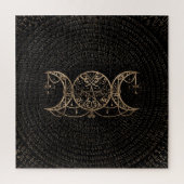 Puzzle Triple Moon - Triple Goddess Gold and black (Vertical)