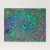 Puzzle Trippy Chartreuse et Blue Retro Liquid Swirl (Horizontal)