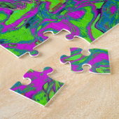 Puzzle Trippy Chartreuse et Blue Retro Liquid Swirl (Côté)