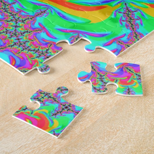 Puzzle Trippy Retro Vibrant Neon Arc-en-ciel Fractal Art (Côté)
