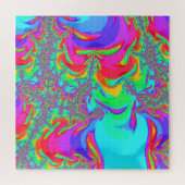 Puzzle Trippy Retro Vibrant Neon Arc-en-ciel Fractal Art (Horizontal)