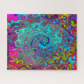 Puzzle Trippy Sky Blue Abstrait Retro Liquid Swirl (Horizontal)