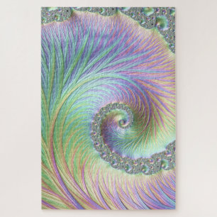 Puzzle Trippy Super Pastel Rainbow Spiral Fractal Art