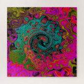 Puzzle Trippy Turquoise Abstrait Retro Liquid Swirl (Horizontal)