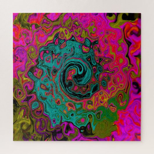 Puzzle Trippy Turquoise Abstrait Retro Liquid Swirl (Vertical)