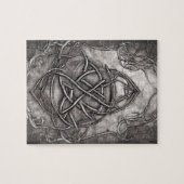 Puzzle Triquetra Trinity Knot Silvery Pewter Faux Metal (Horizontal)