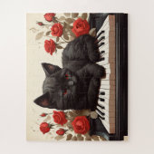 Puzzle Triste chat noir au piano (Vertical)
