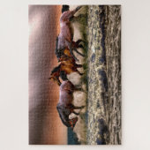 Puzzle Trois beaux chevaux Brown en peinture océanique (Vertical)