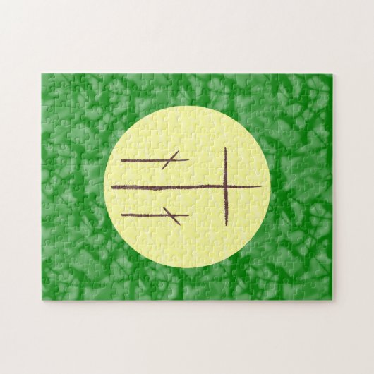 Puzzle Trois croix chrétiennes Calvaire sur vert jaune (Horizontal)