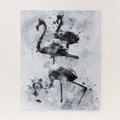 Puzzle Trois flamants rose et blanc aquarelle (Vertical)