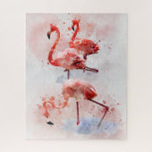 Puzzle Trois flamants roses en impression d'art à l'aquar (Vertical)