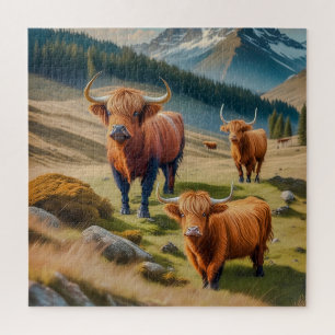 Puzzle Trois majestueux bovins Highland