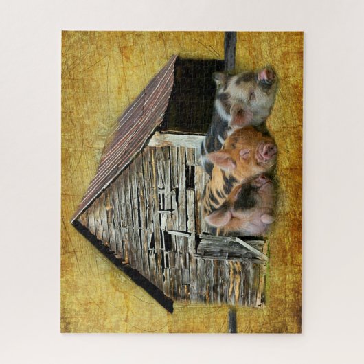 Puzzle Trois Petits Cochons À La Grange Rustique Snoozing (Vertical)