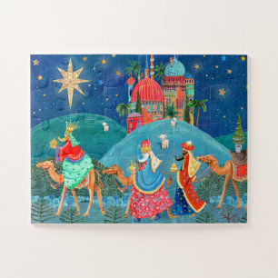 Puzzle Trois Rois Mages fériés Bleu Moderne