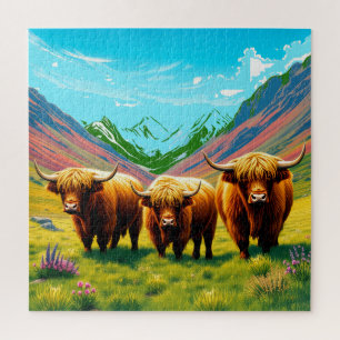 Puzzle Trois vaches moelleuses des hautes terres