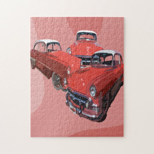 Puzzle Trois voitures classiques rouges Popart, Jigsaw Pu (Vertical)