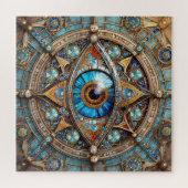Puzzle Troisième Œil - Mandala Bleu Turquoise Or (Horizontal)