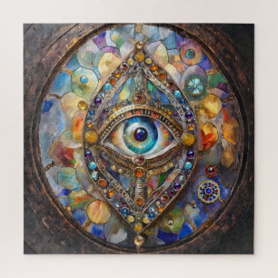 Puzzle Troisième œil sur verre et bronze