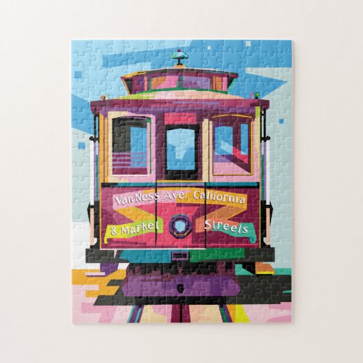 Puzzle Trolley à San Francisco CA Colorful Pop Art (Vertical)